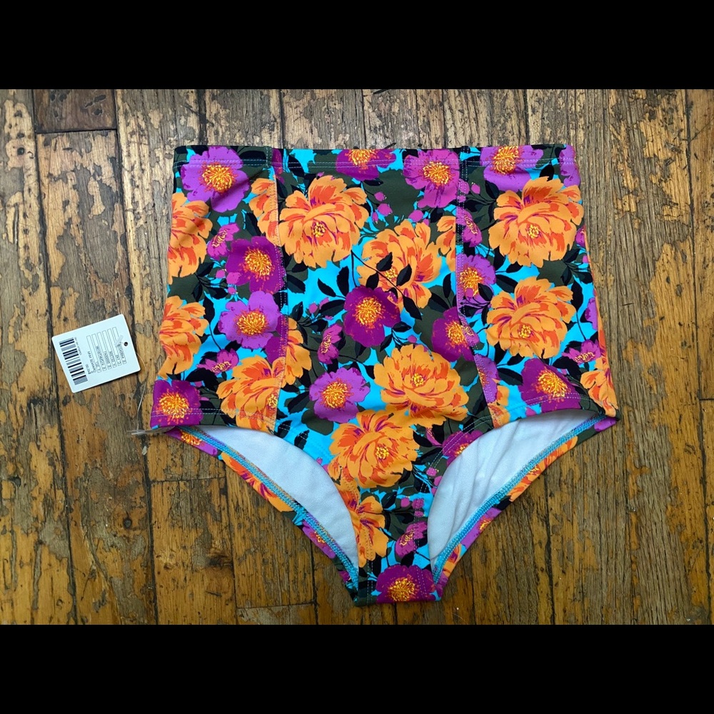 High waisted floral print bikini bottom